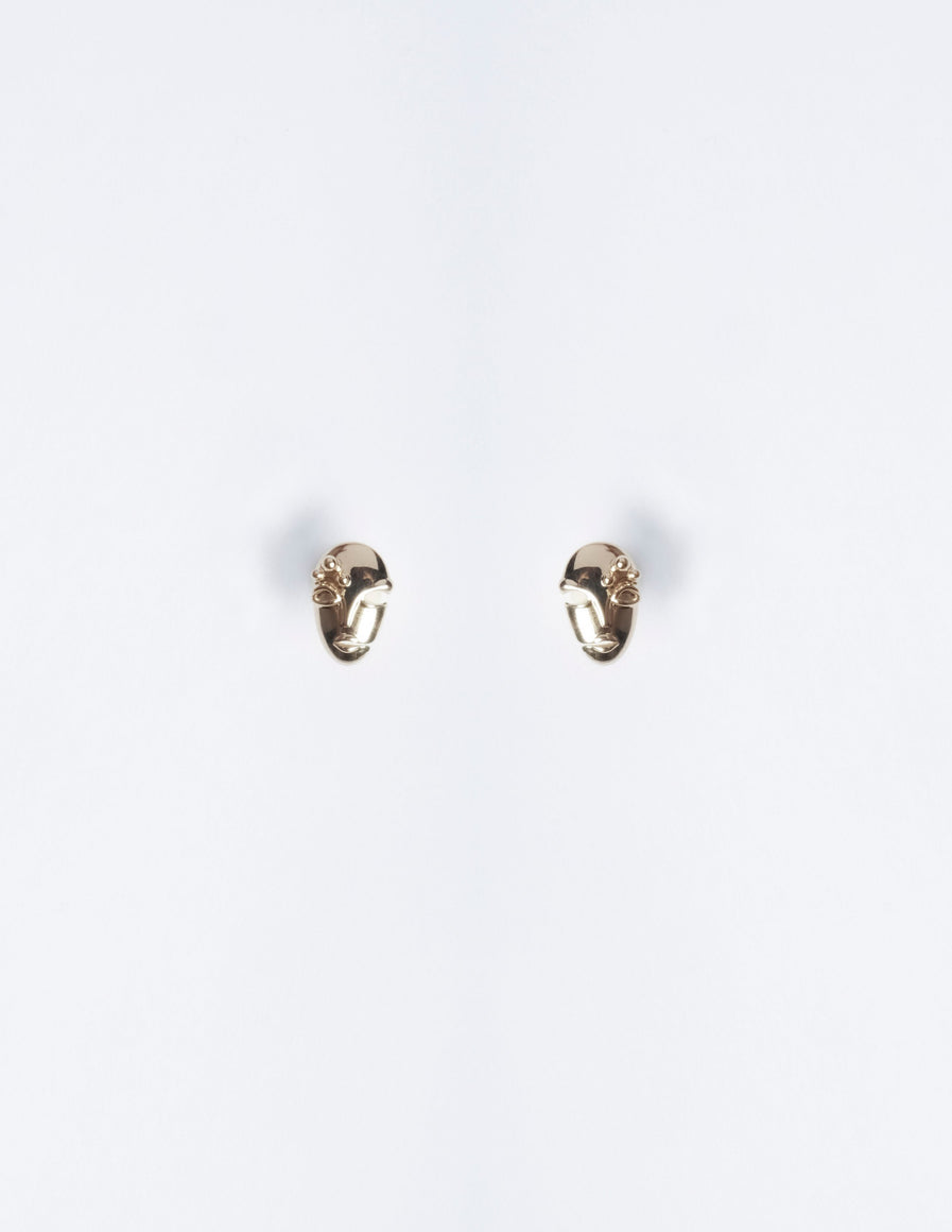 Pair of Tiny Mask Studs in 14K Gold