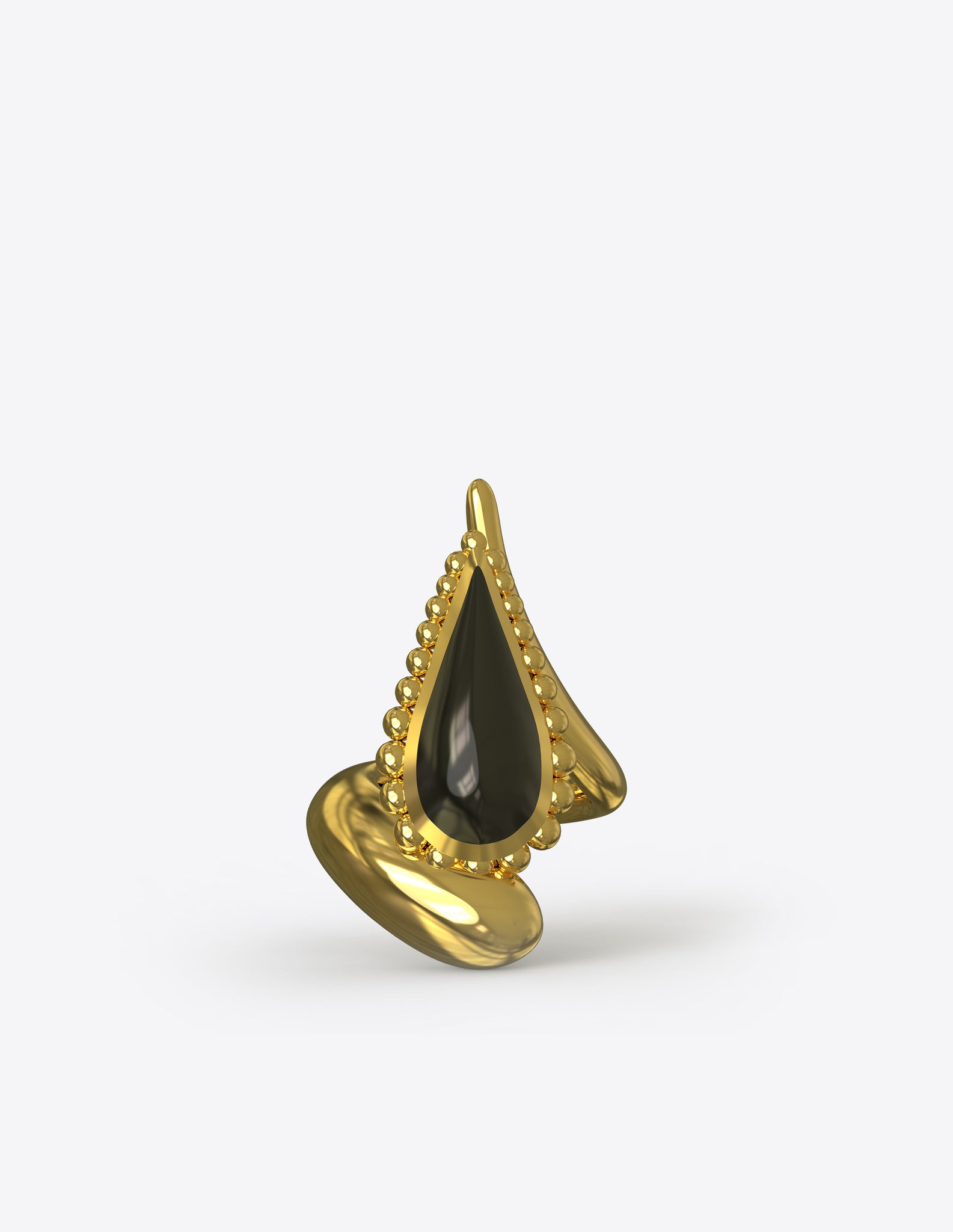 Compass Ring in Polished Gold Vermeil with Onyx