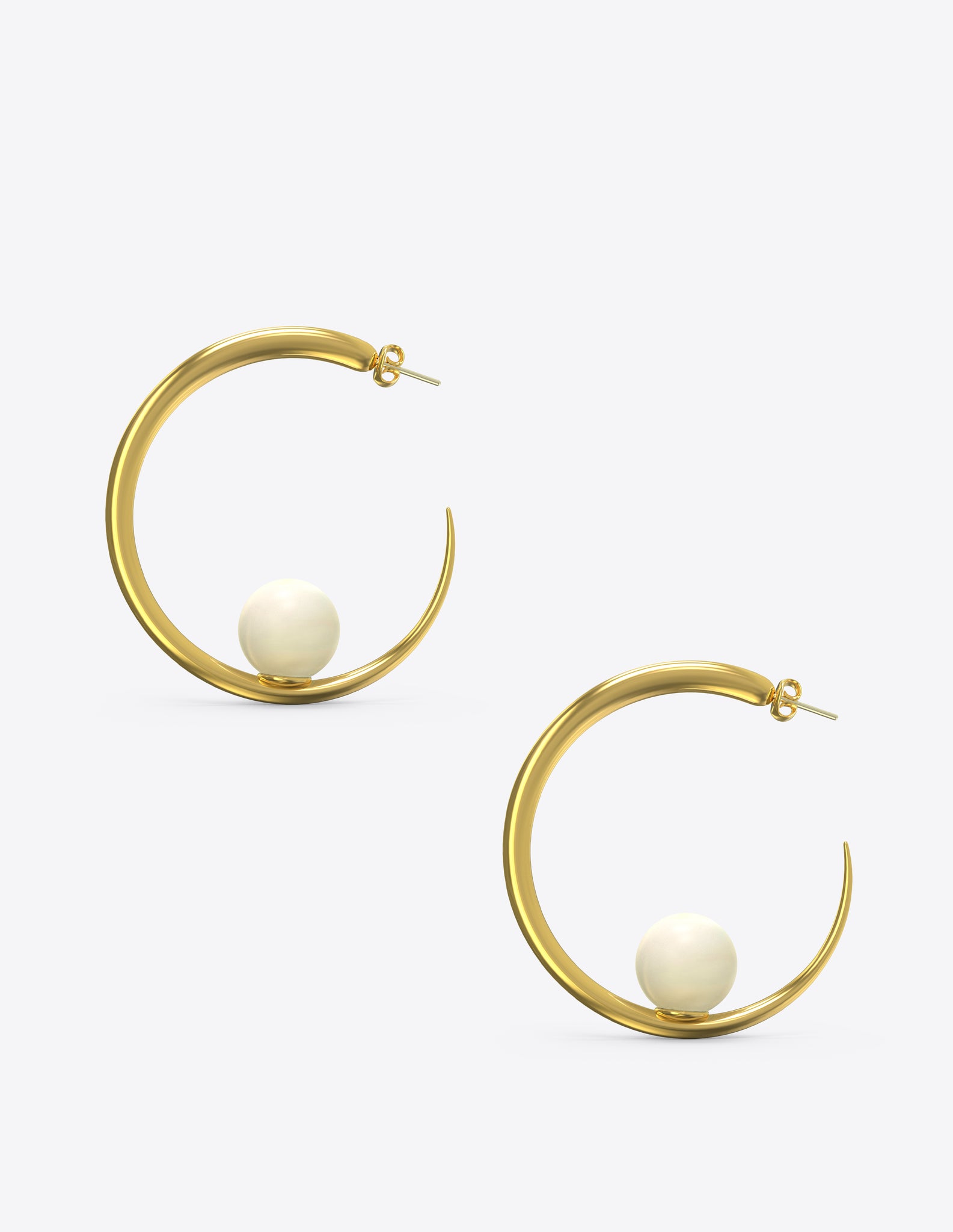Isha Hoops in Polished Gold Vermeil with Pearl