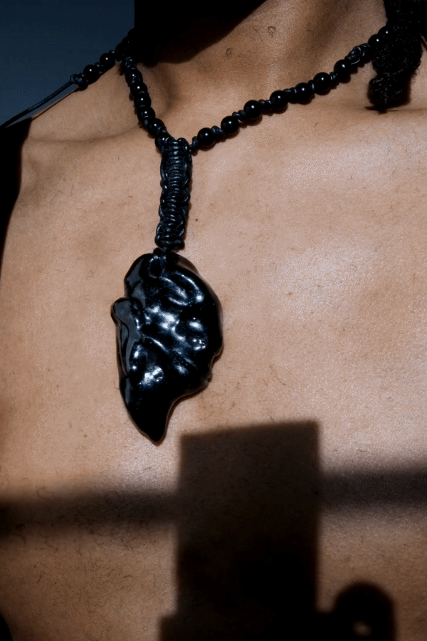 1/1 – Stretched Pendant on Onyx Beaded Cord