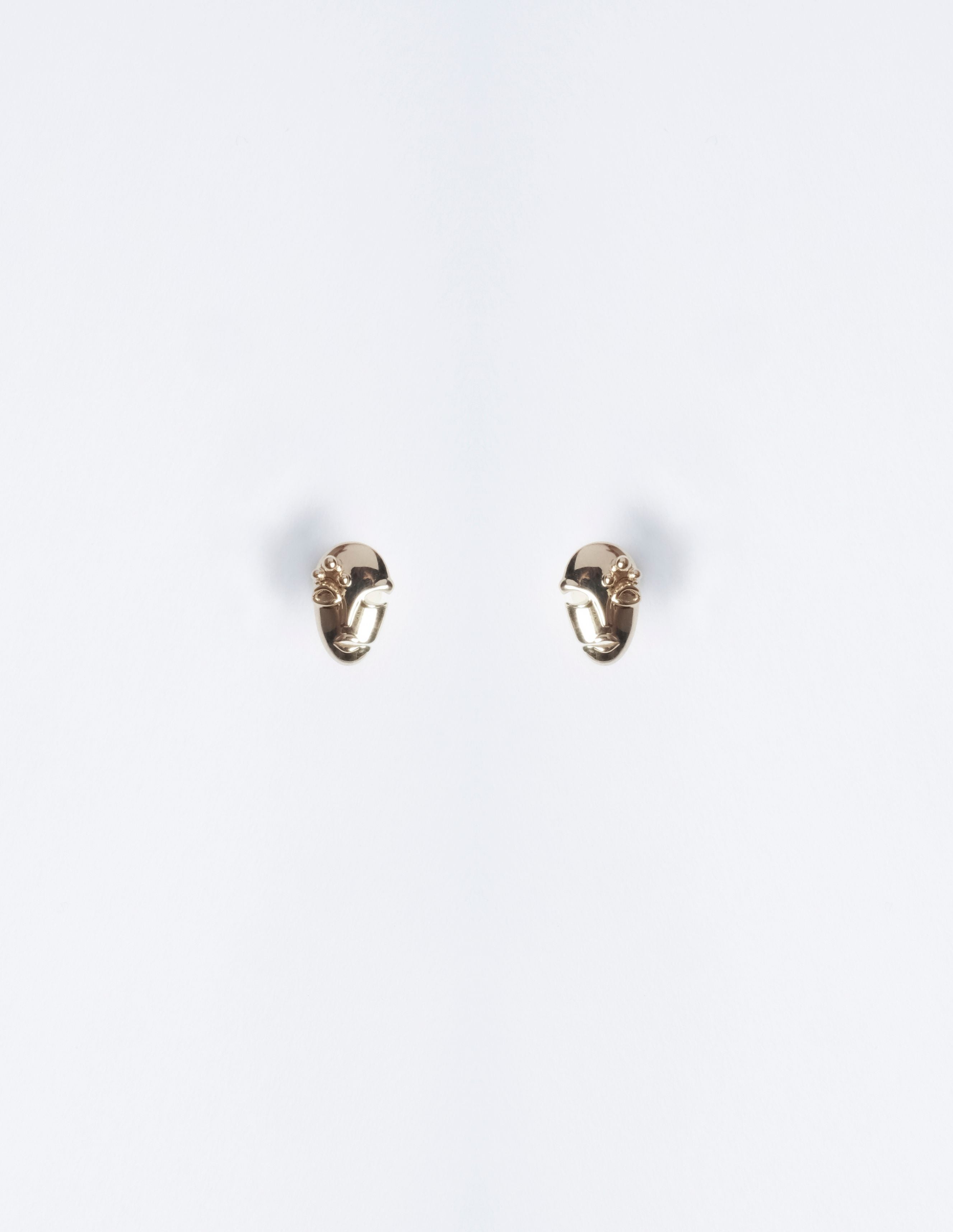 Pair of Tiny Mask Studs in 14K Gold