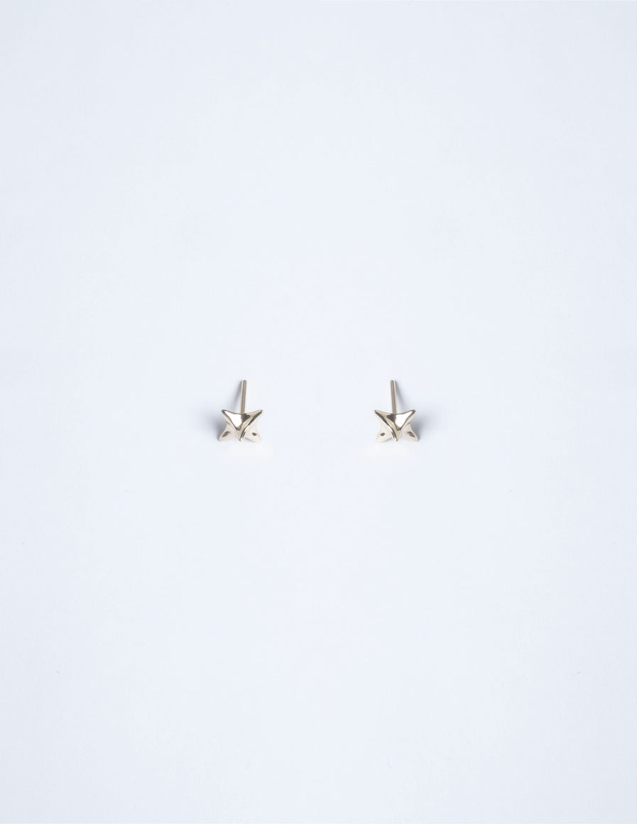 Pair of Tiny Solo Spike Studs Nude in 14K Gold