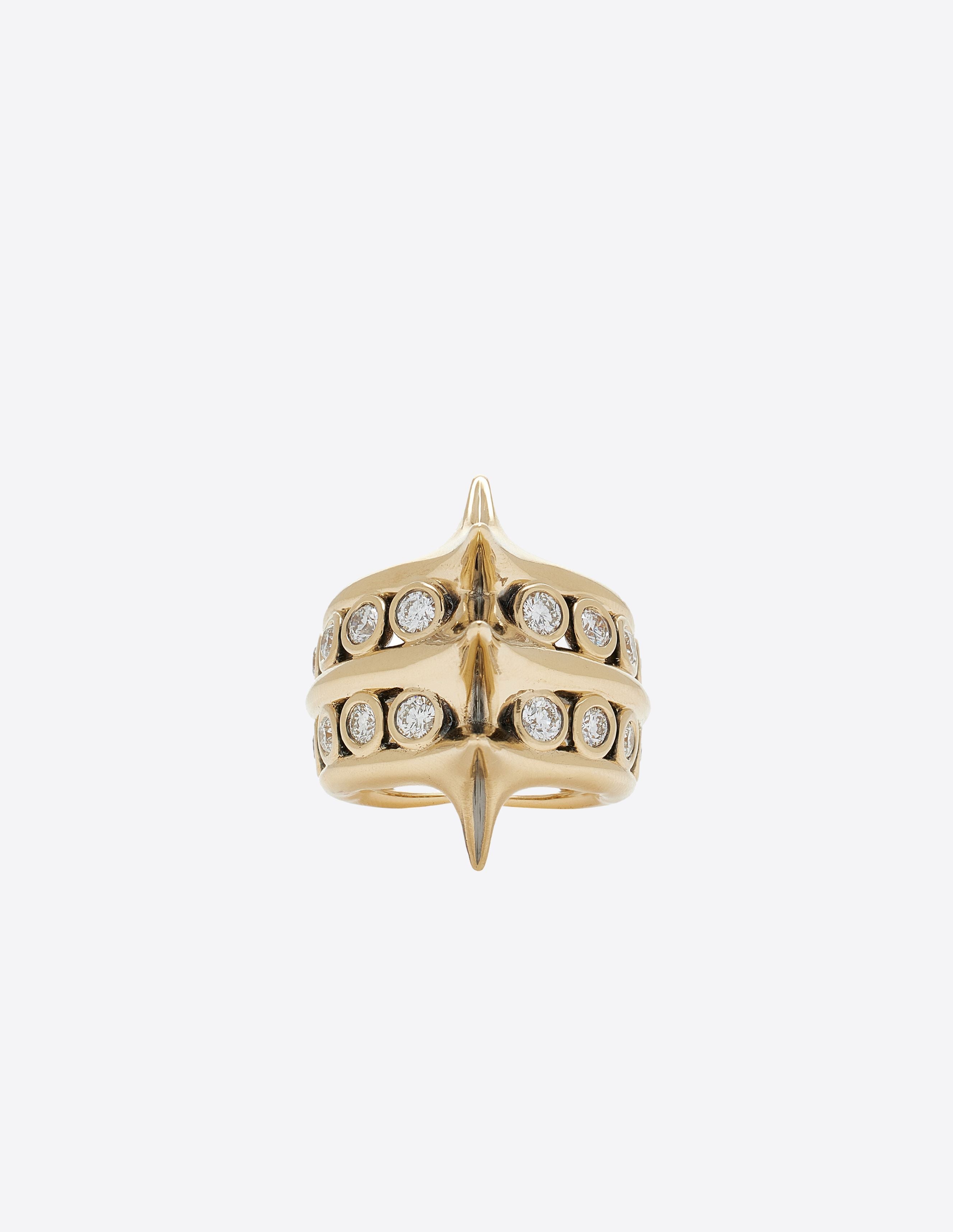 Spike Network Ring in 18K Yellow Gold with Diamonds