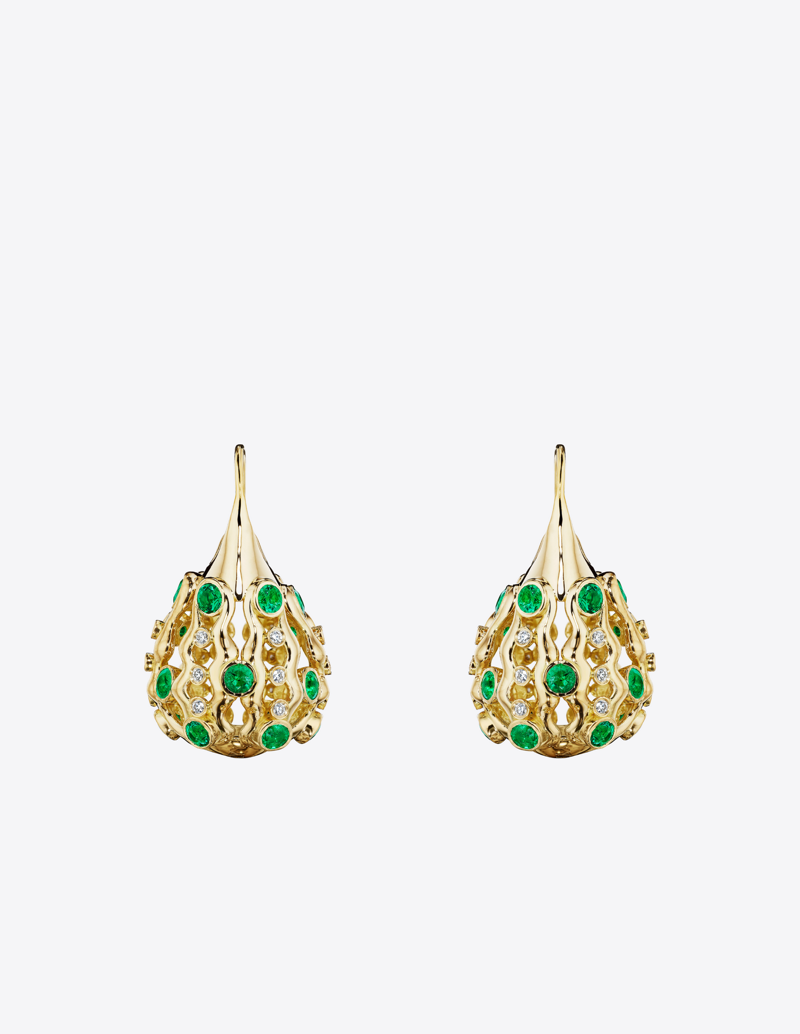 Basket Drops in 18K Gold with Emerald & Diamond