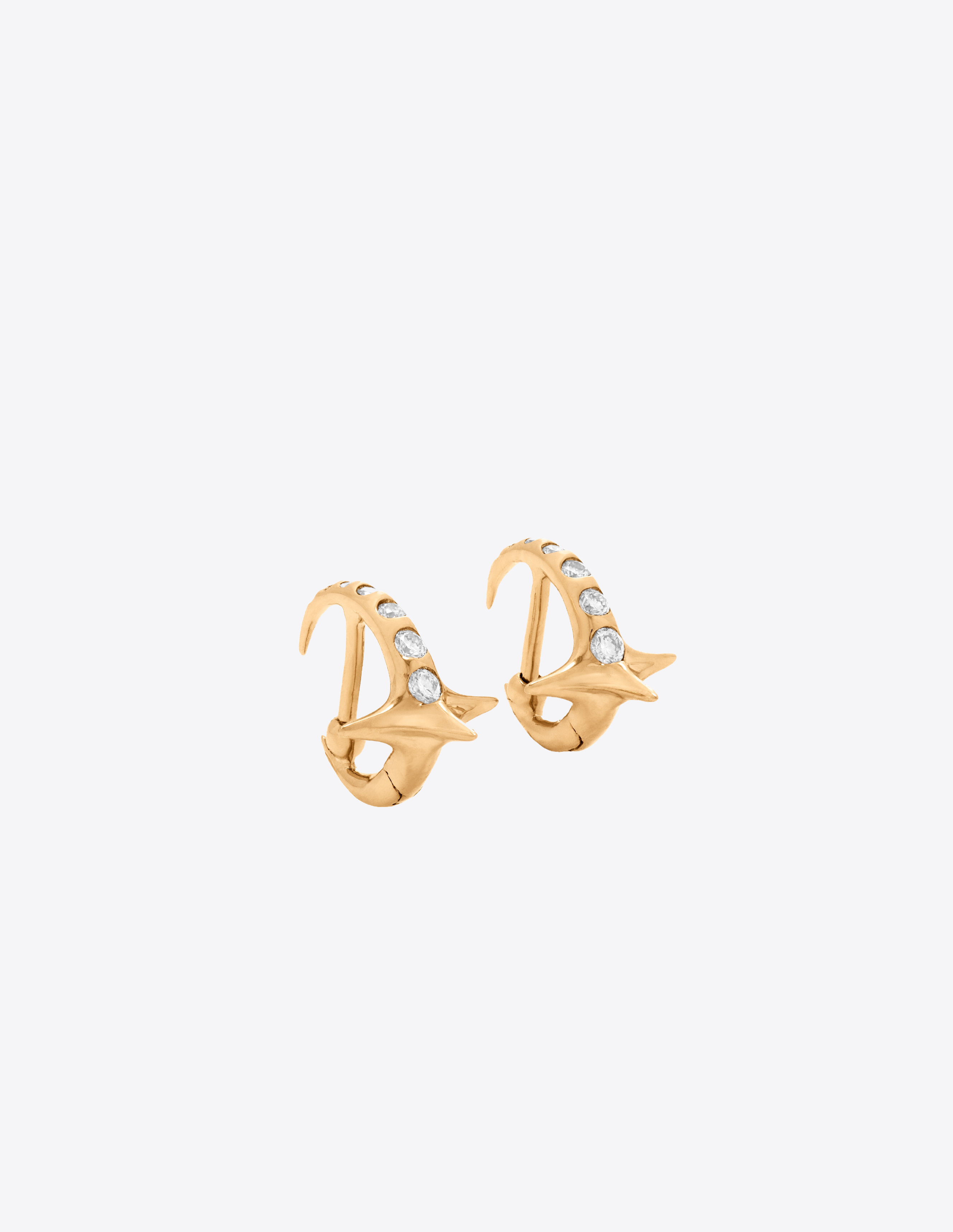 Tiny Solo Spike Hoops in 18K Gold with Diamonds
