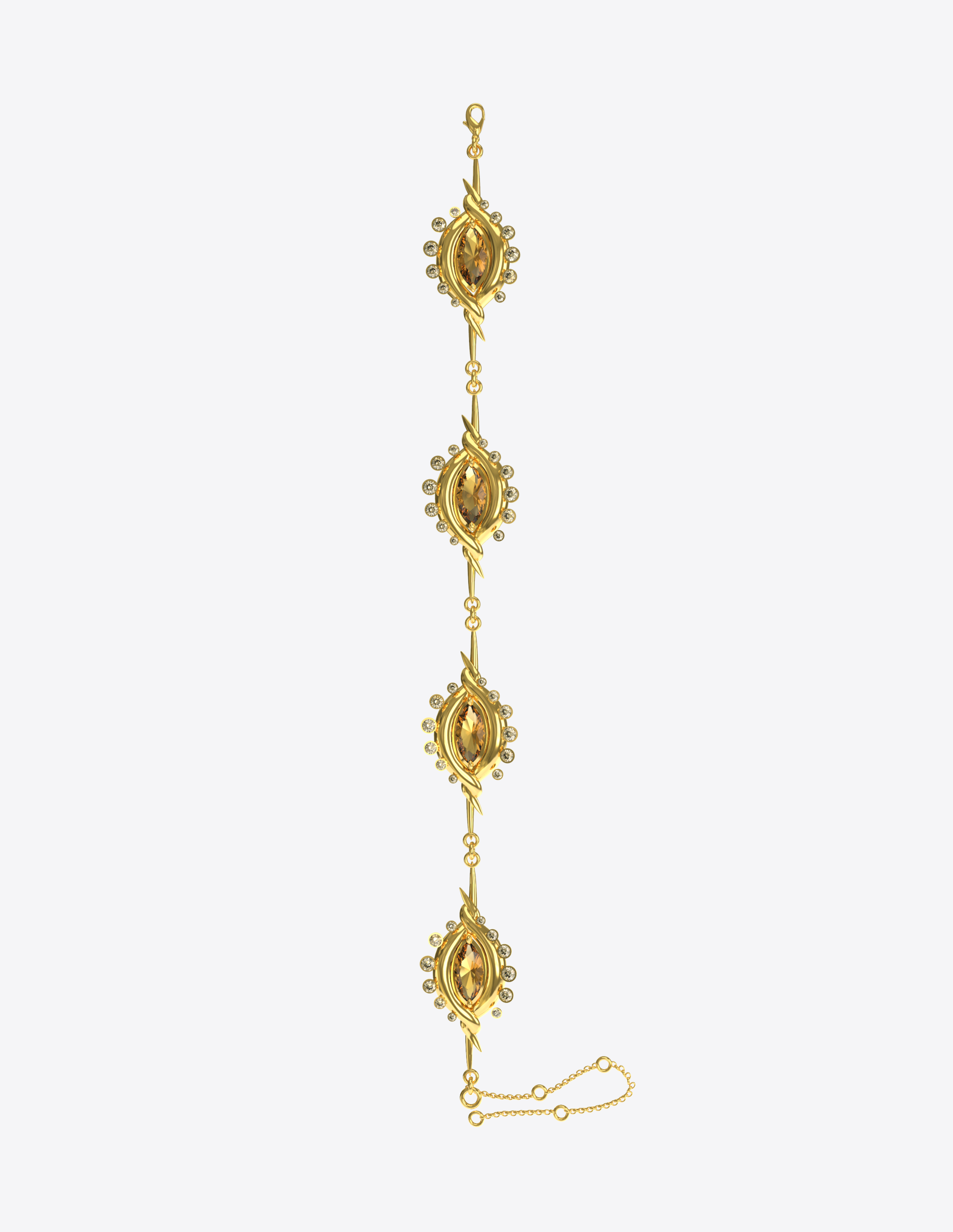 Umoja Link Bracelet in 18K Gold with Citrine and Diamond