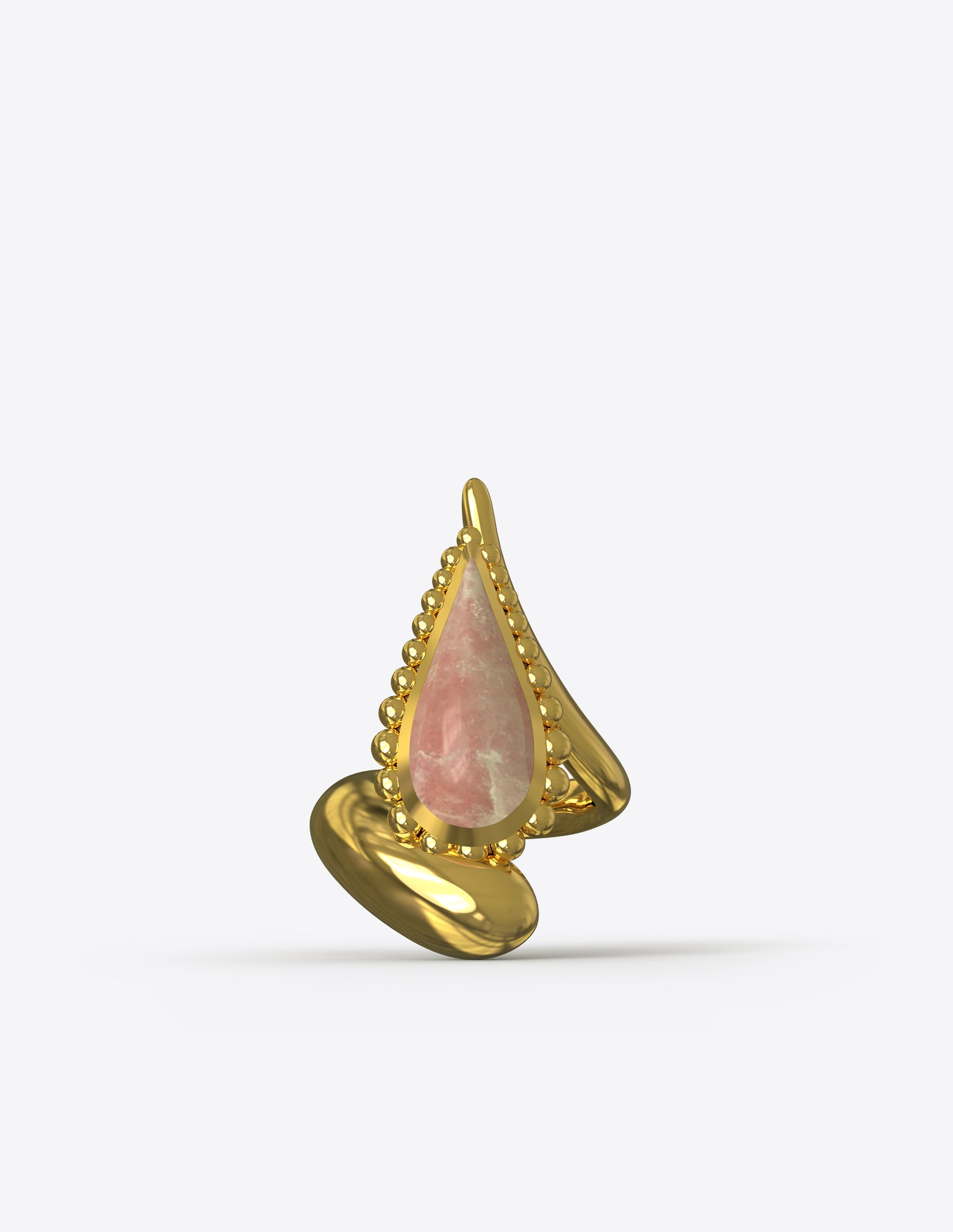 Compass Ring in Polished Gold Vermeil with Rose Quartz