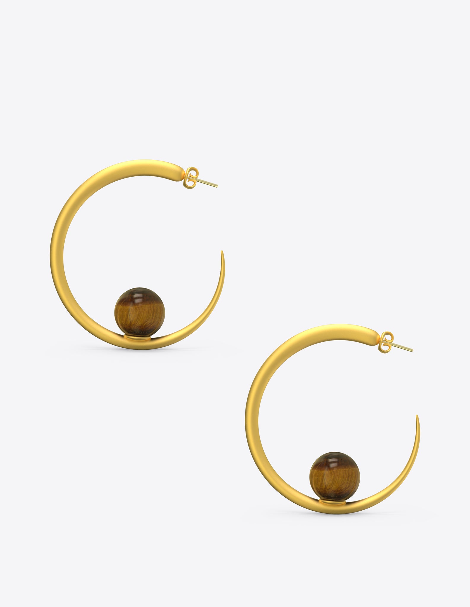 Isha Hoops in Matte Gold Vermeil with Tiger Eye