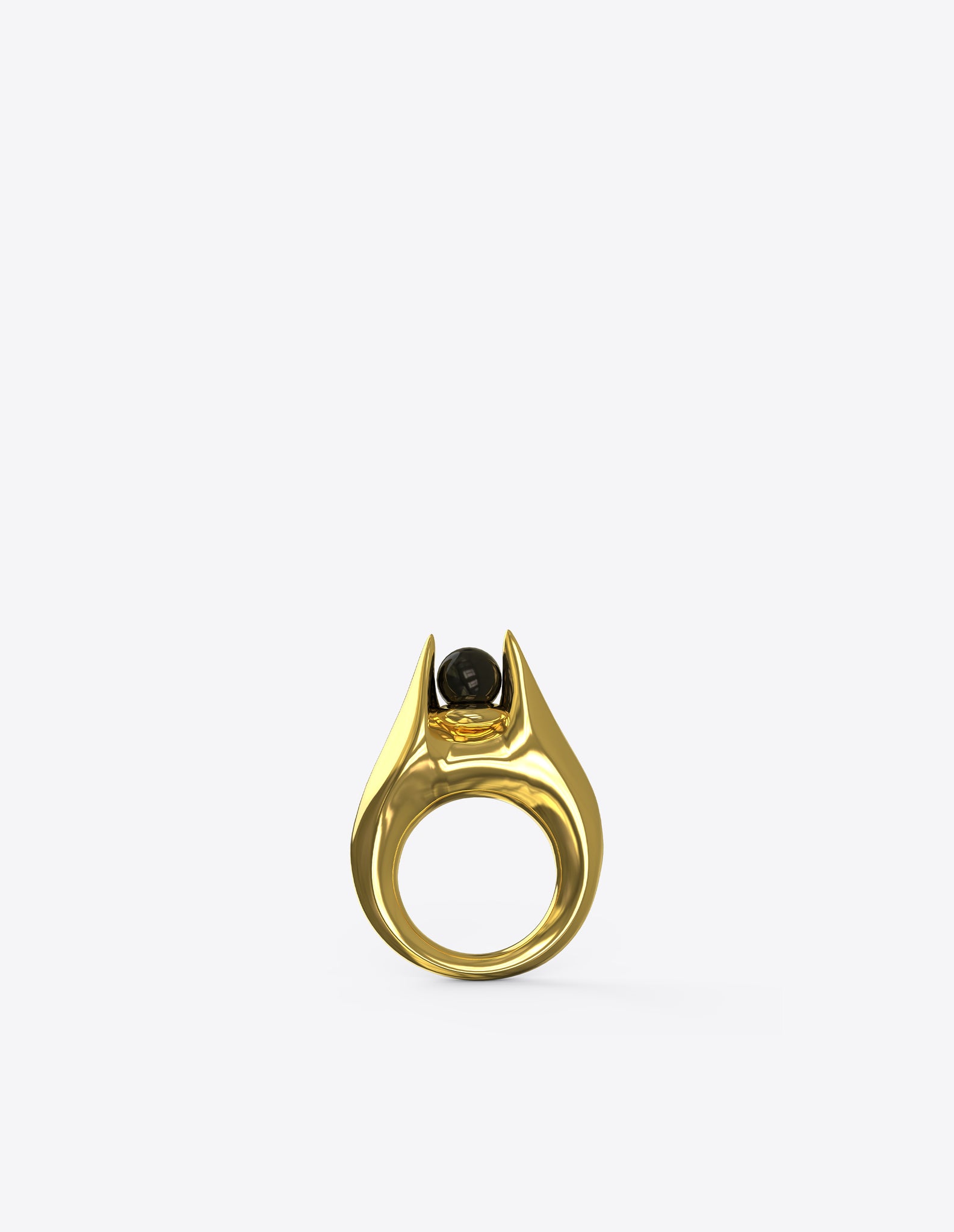 Orb Protection Ring with Black Onyx in Polished 18K Gold Vermeil