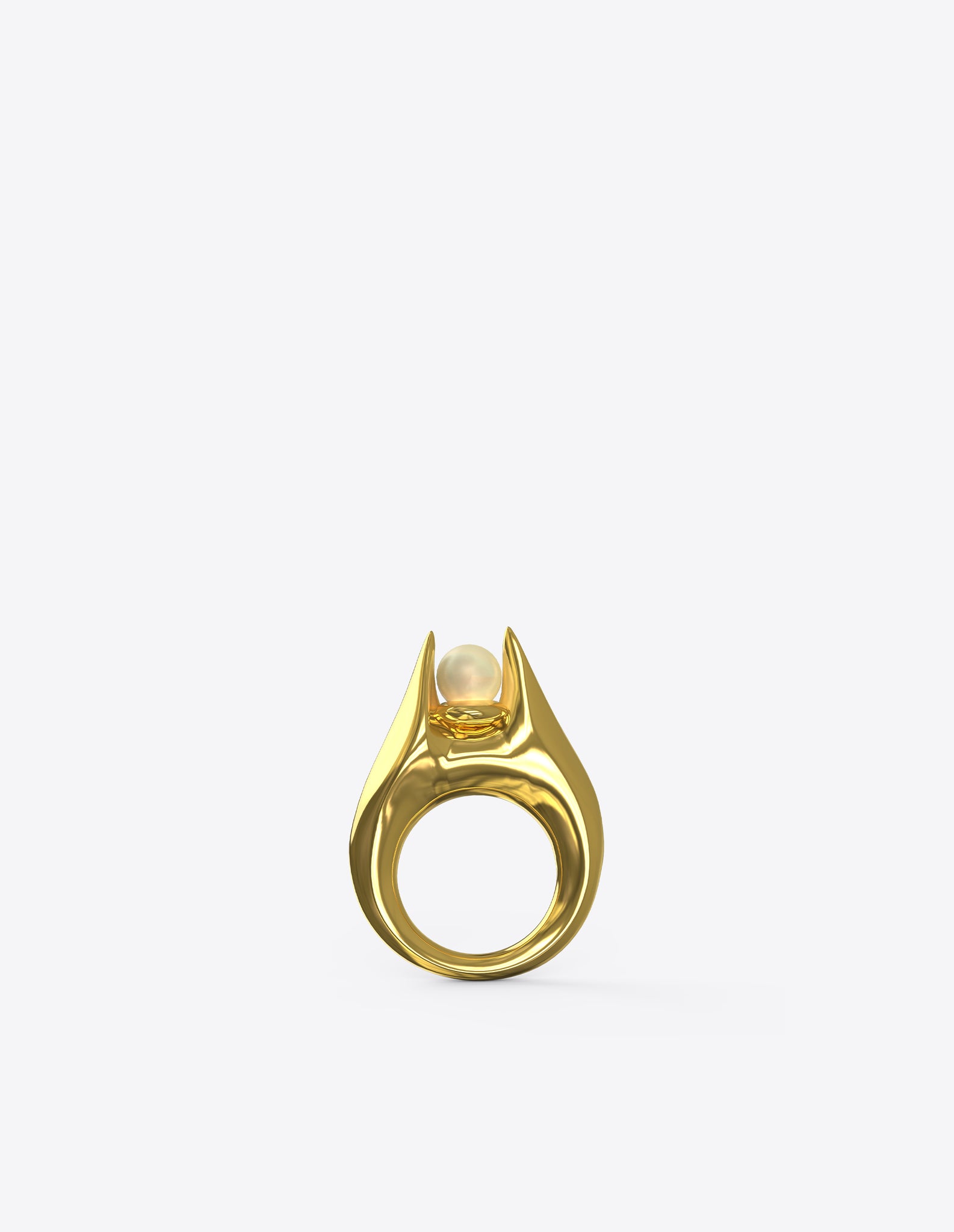 Orb Protection Ring with Pearl in Polished 18K Gold Vermeil