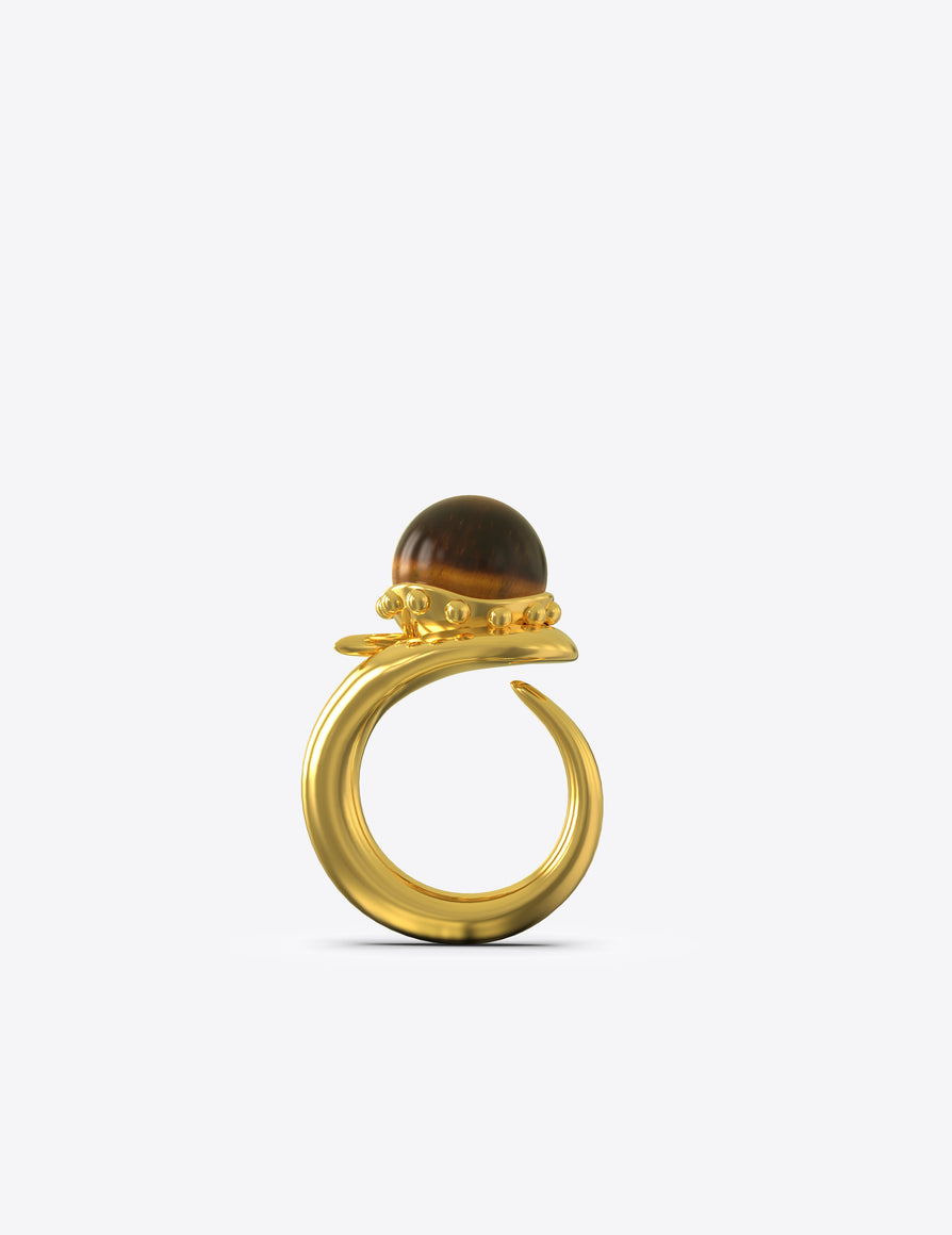 Orb Ring with Brown Tiger Eye