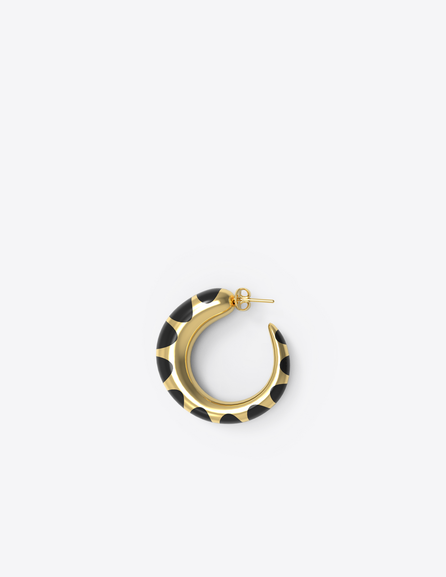Tiny Khartoum Hoops with Striped Black Onyx Inlay in Gold Vermeil