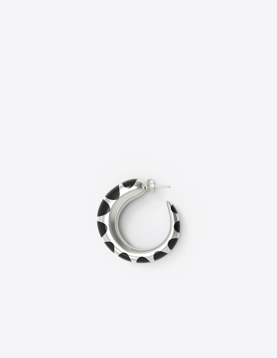 Tiny Khartoum Hoops with Striped Black Onyx Inlay in Sterling Silver