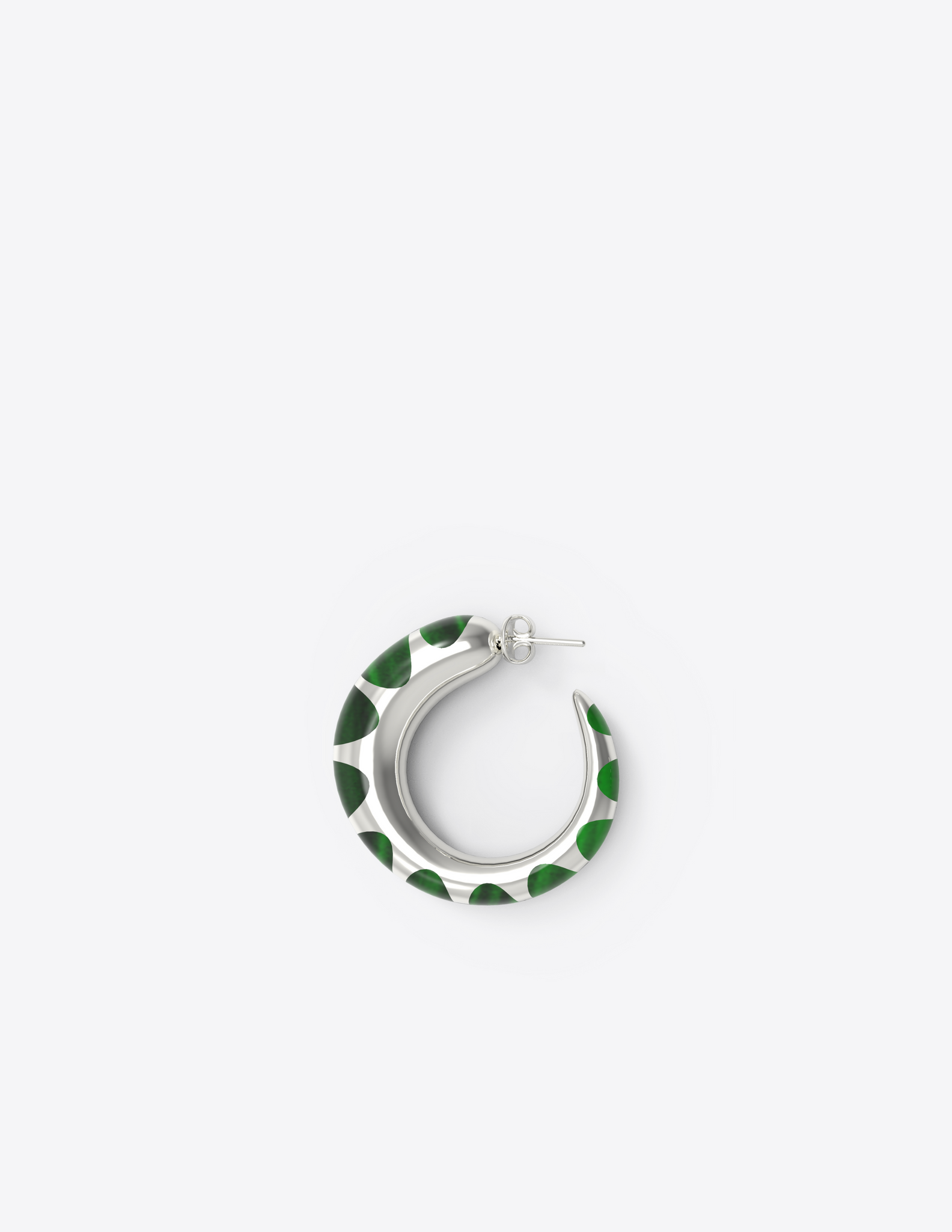 Tiny Khartoum Hoops with Striped Green Onyx Inlay in Sterling Silver