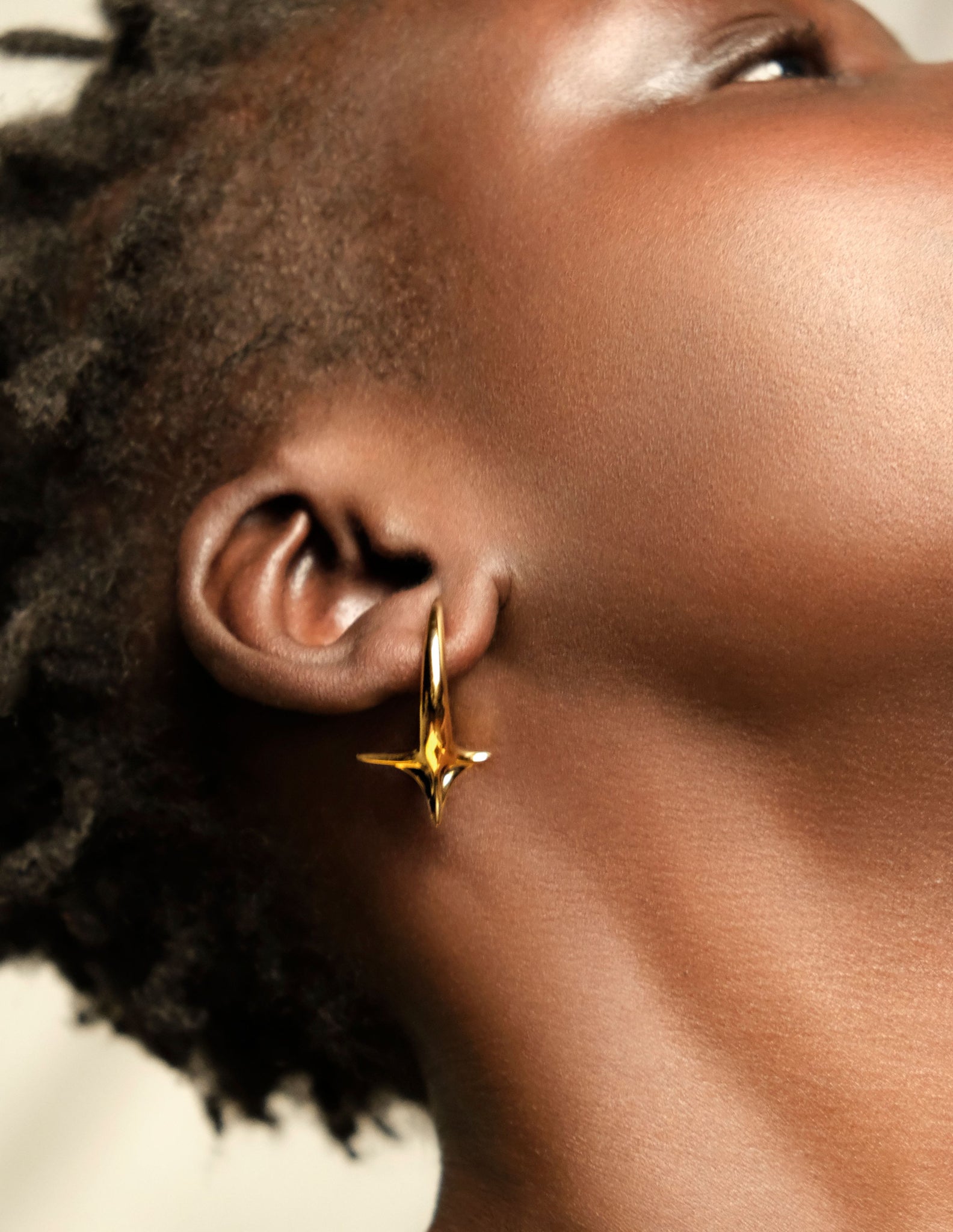 Solo Spike Hoops Nude in Polished Gold Vermeil
