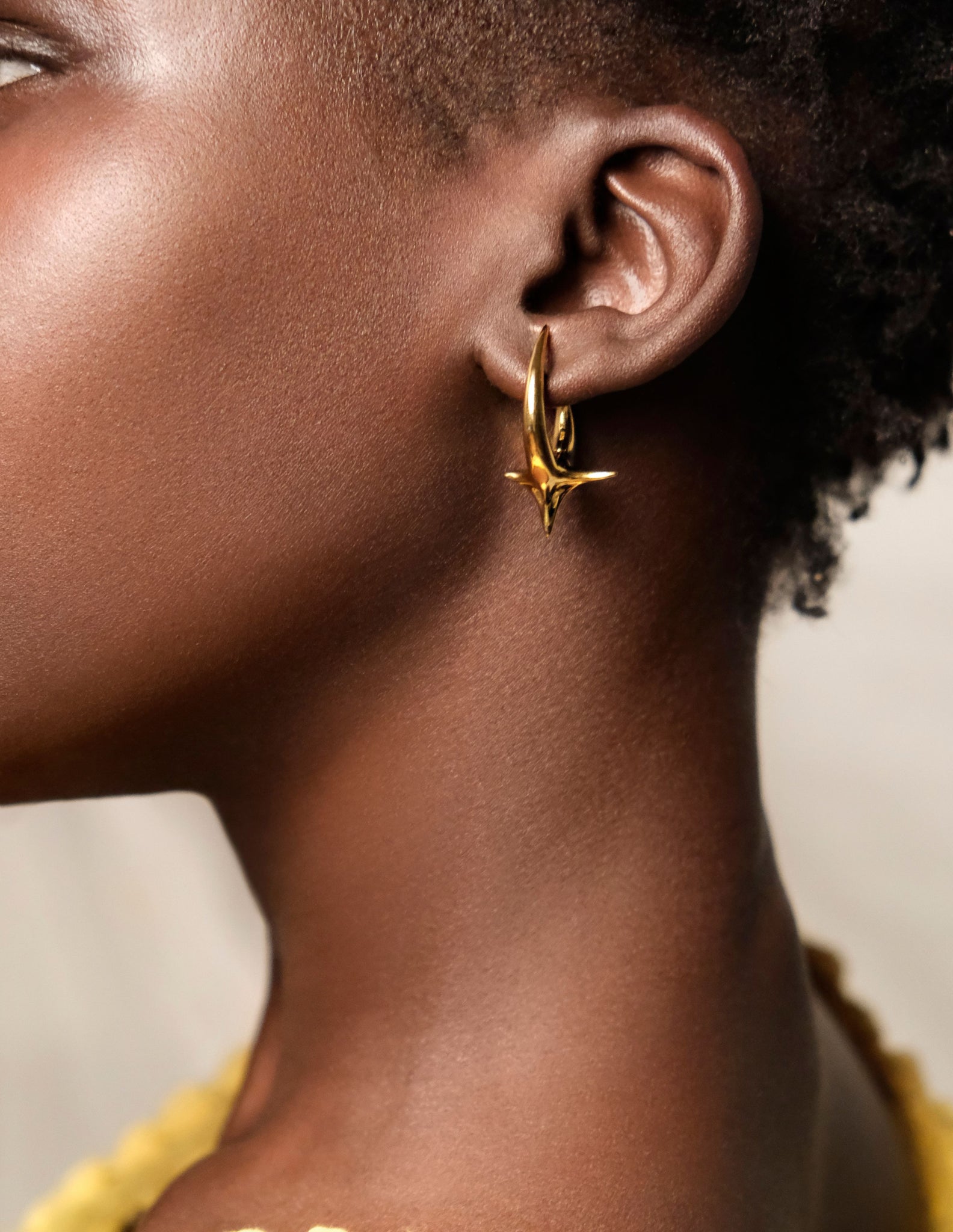 Solo Spike Hoops Nude in Polished Gold Vermeil