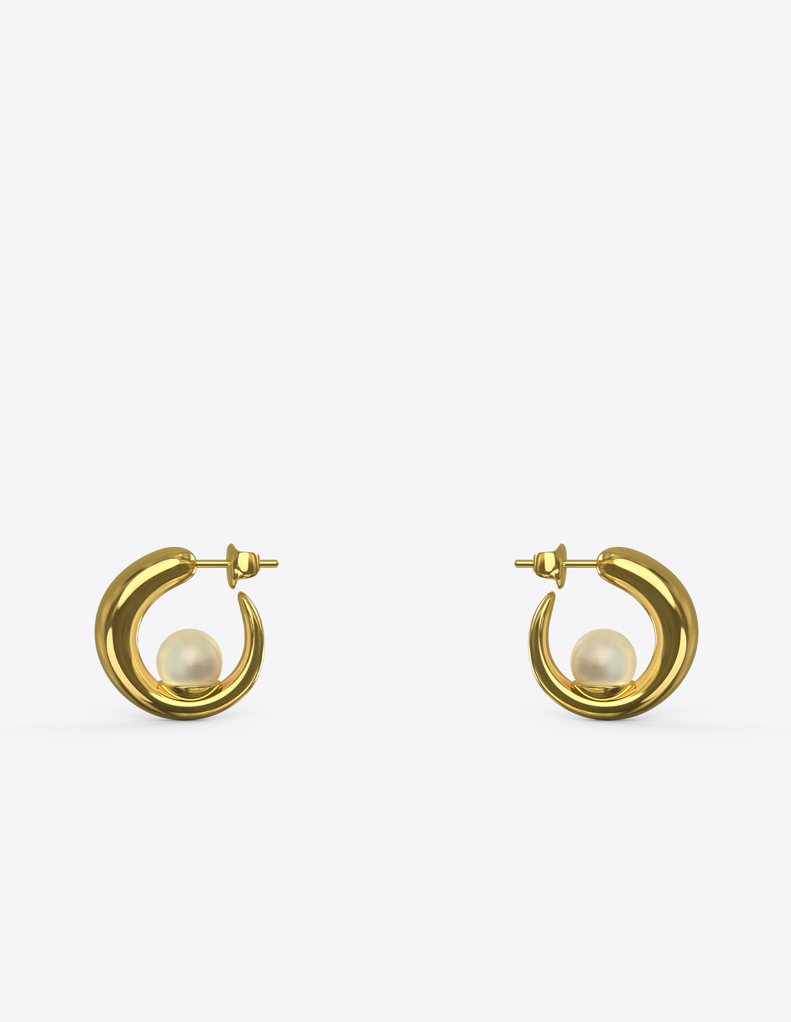 Tiny Isha Hoops in Polished Gold Vermeil with Pearl