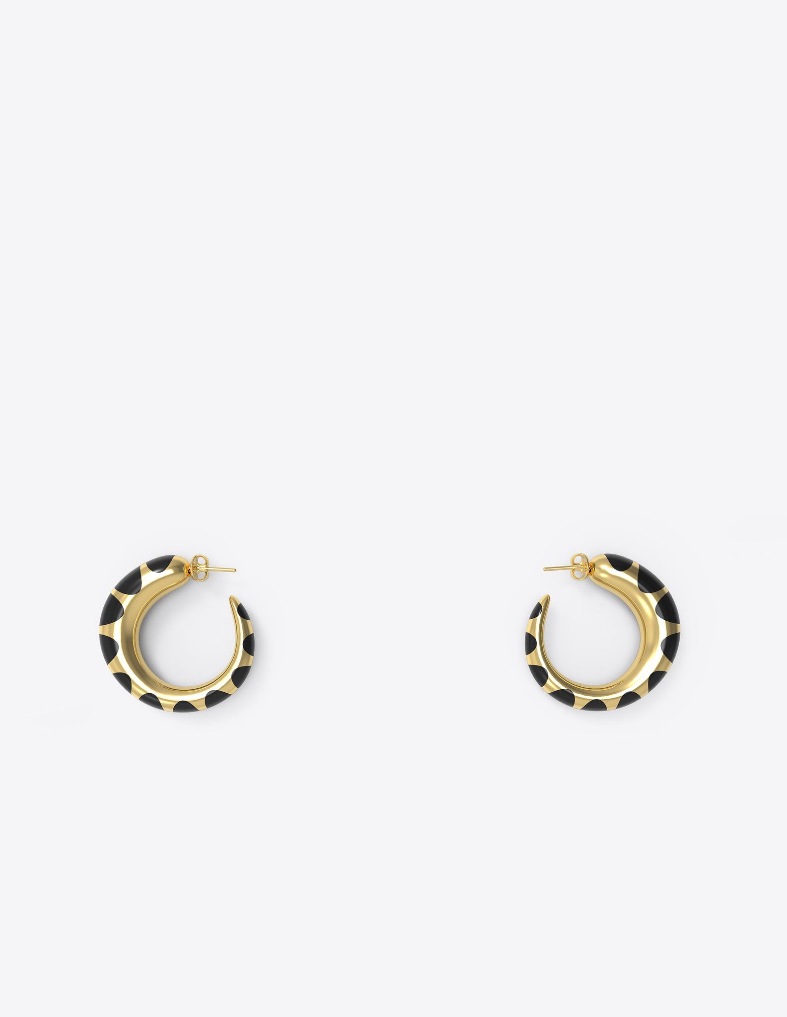 Tiny Khartoum Hoops with Striped Black Onyx Inlay in Gold Vermeil