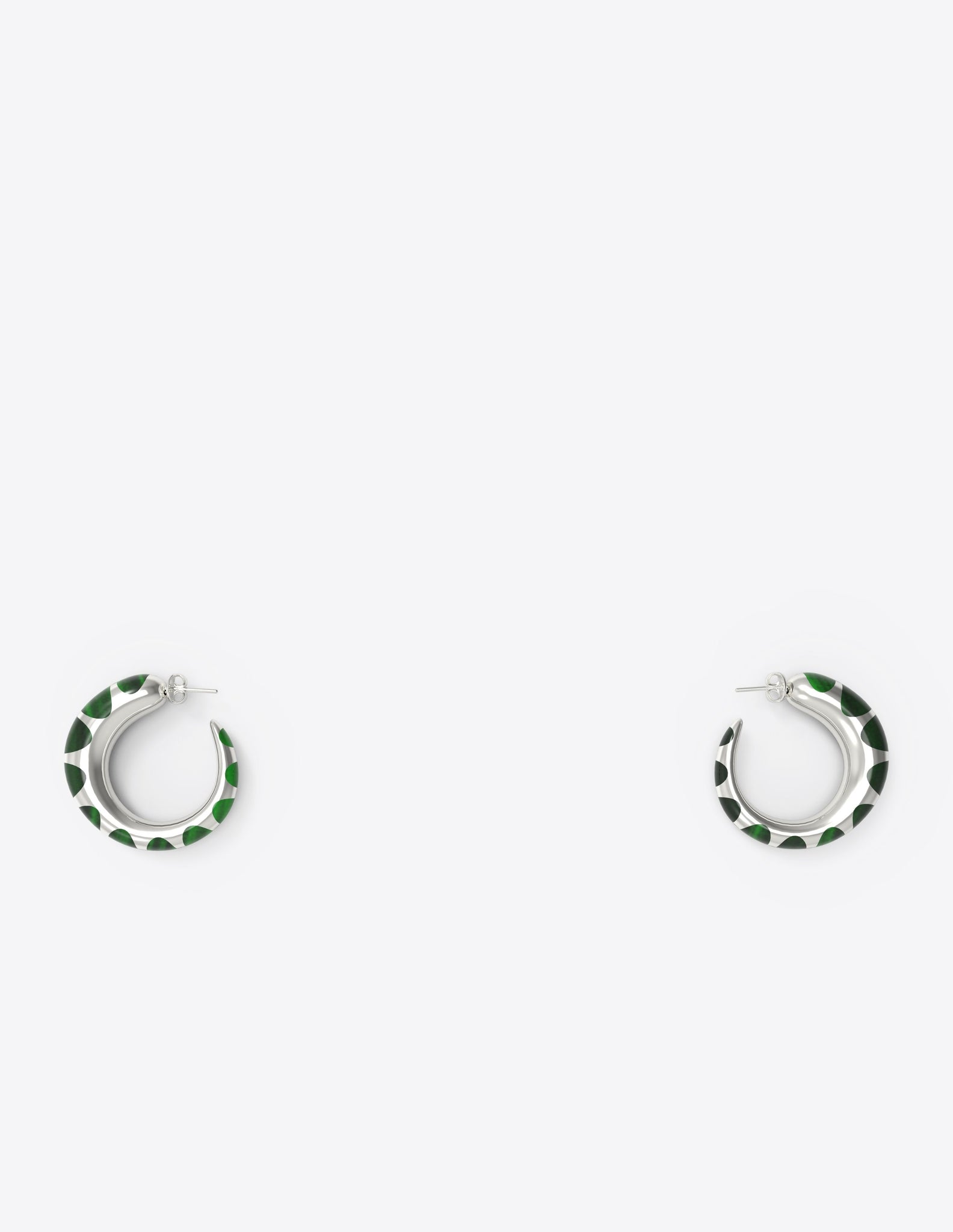Tiny Khartoum Hoops with Striped Green Onyx Inlay in Sterling Silver