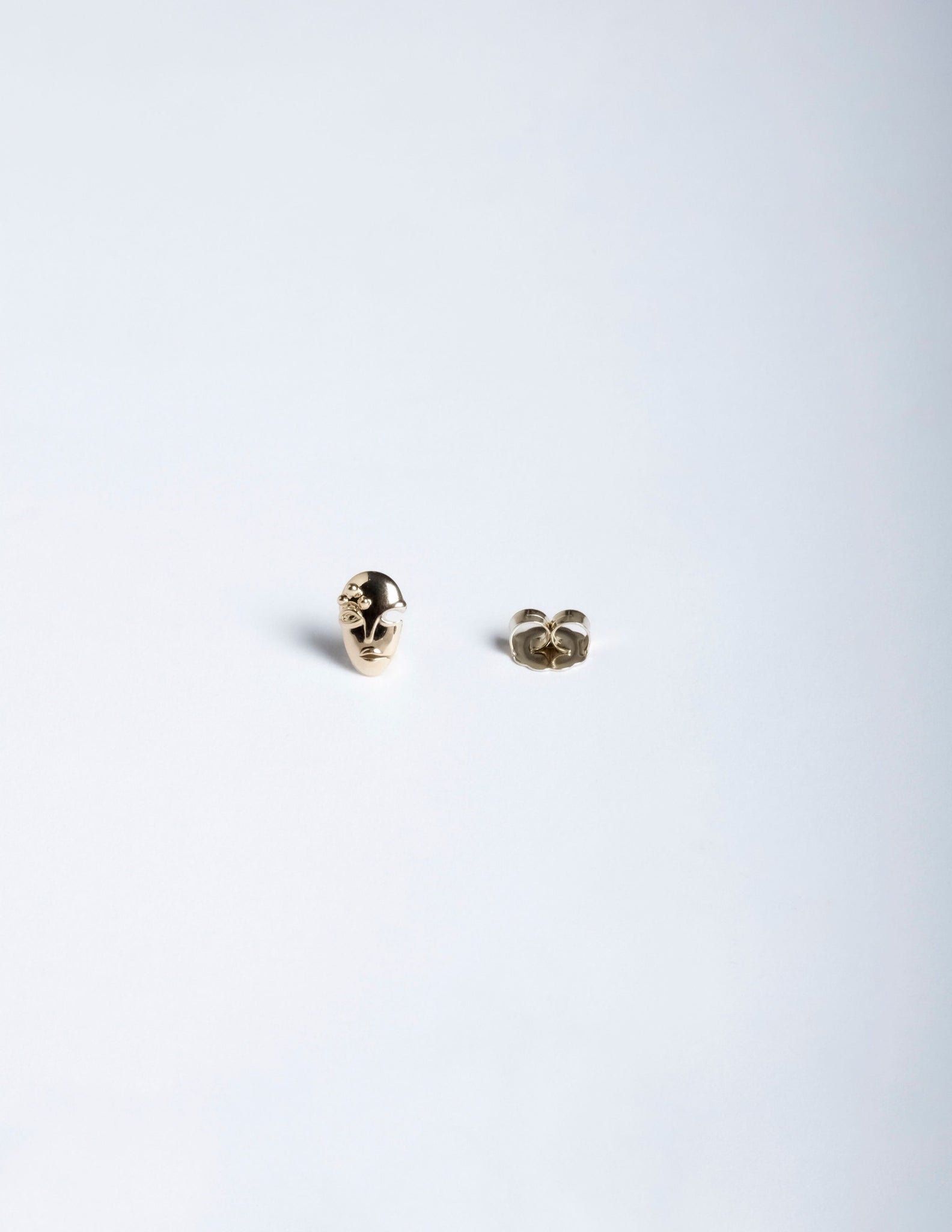 Tiny Mask Stud in 14K Gold