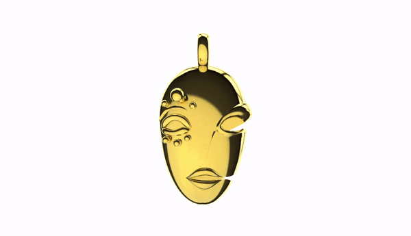 Mask Pendant in Polished Gold Vermeil